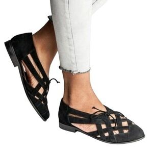 Jeffrey‎ Campbell Canela Black Suede Leather City Flats